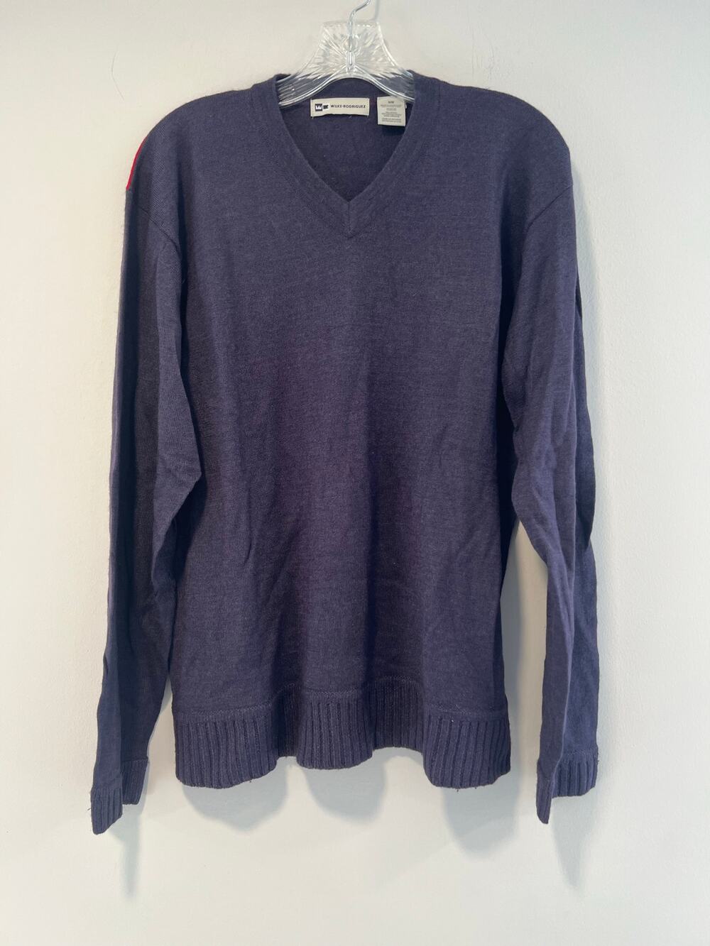 Wilke Rodriguez Merino Wool Modal V-Neck Sweater Blue Violet Size Medium